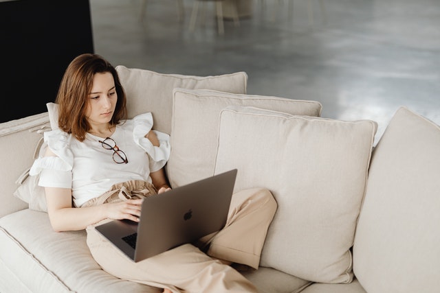 using a laptop